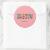 Colorful Whimsical "XOXO" Valentine's Day Runder Aufkleber (Tasche)