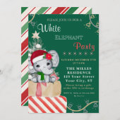Colorful White Elephant Christmas Holiday Party Einladung (Vorne/Hinten)