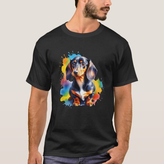 Colorful Wiener Dachshund T-Shirt (Vorderseite)