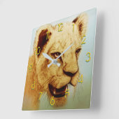 Colorful Wild Animal - Löwe, Square Clock Quadratische Wanduhr (Winkel)