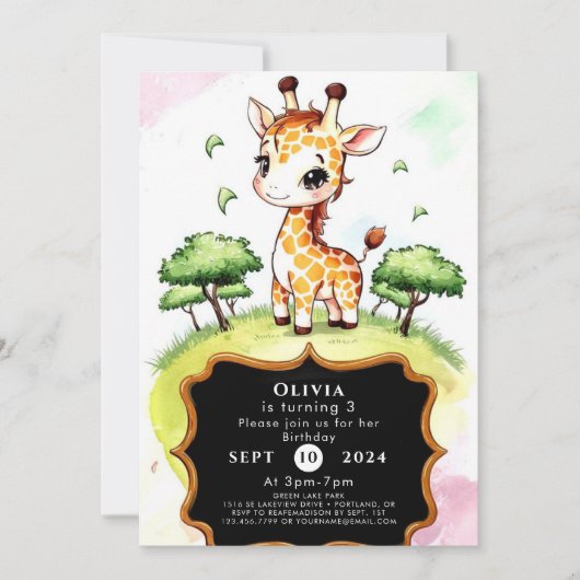 Colorful Wild Giraffe Birthday Einladung (Vorderseite)