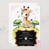 Colorful Wild Giraffe Birthday Einladung (Vorne/Hinten)