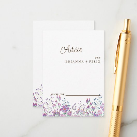 Colorful Wildblume Wedding Advice Card Hinweiskarte (Vorderseite/Rückseite Beispiel)