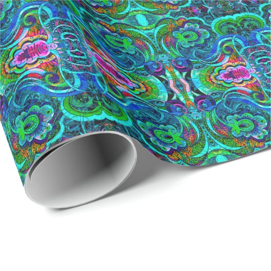 Colorful Wilde Kaleidoscope Psychedelic Patter Geschenkpapier (Rolleneckpunkt)