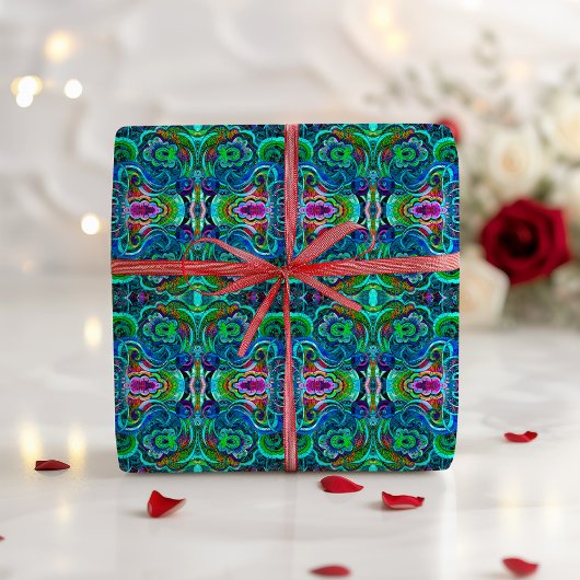 Colorful Wilde Kaleidoscope Psychedelic Patter Geschenkpapier