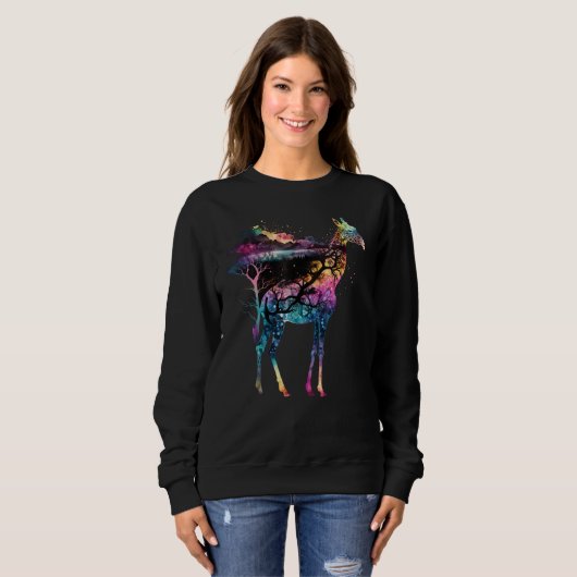 Colorful Wilderness Nature Giraffe Reflection Sweatshirt (Vorne ganz)