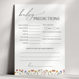 Colorful Wildflow Baby Shower Predictions Card Einladung