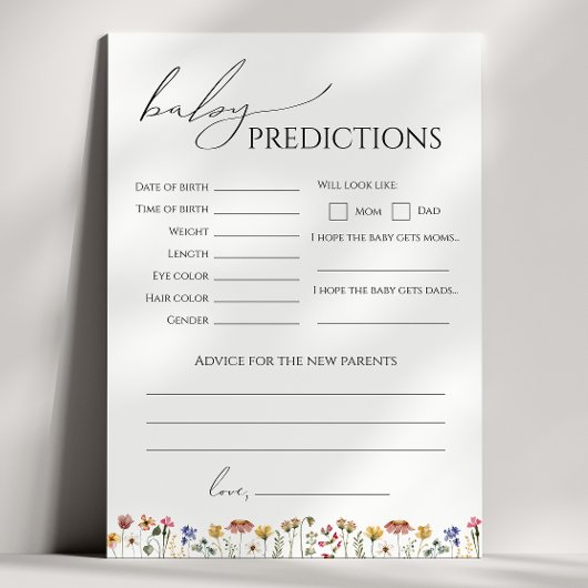 Colorful Wildflow Baby Shower Predictions Card Einladung