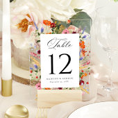 Colorful Wildflower Acrylic Wedding Table Number Acryleinladungen