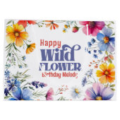 Colorful Wildflower birthday Große Geschenktüte (Rückseite)