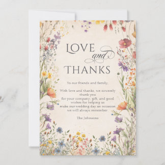 Colorful Wildflower Botanical Wedding Dankeskarte