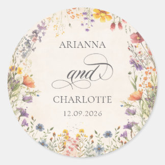 Colorful Wildflower Botanical Wedding Sticker