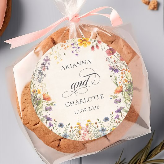 Colorful Wildflower Botanical Wedding Sticker