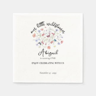 Colorful Wildflower Centerpiece 1st Birthday Party Serviette