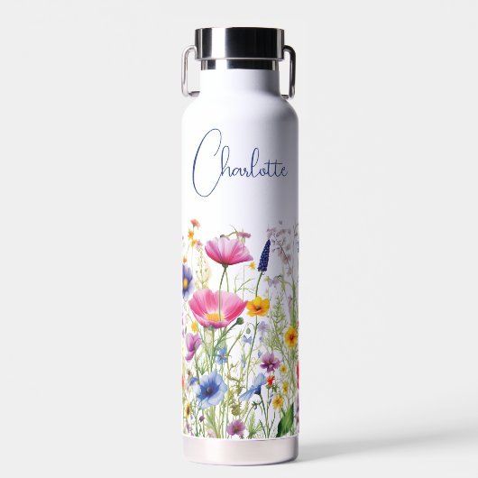 Colorful Wildflower Floral Personalized Name Trinkflasche (Vorne)