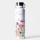 Colorful Wildflower Floral Personalized Name Trinkflasche (Rückseite)