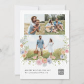 Colorful Wildflower Floral Photo QR Code Wedding Einladung (Rückseite)