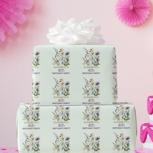 Colorful Wildflower Floral Watercolor Birthday Geschenkpapier