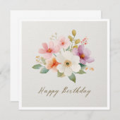 Colorful Wildflower Happy Birthday Einladung (Vorne/Hinten)
