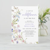 Colorful Wildflower Meadow Girl Baby Shower Einladung (Stehend Vorderseite)