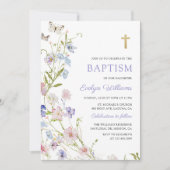 Colorful Wildflower Meadow Girl Baptism  Einladung (Vorderseite)