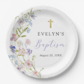 Colorful Wildflower Meadow Girl Baptism Pappteller (Vorderseite)