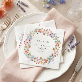 Colorful Wildflower Meadow Personalized Wedding  Serviette
