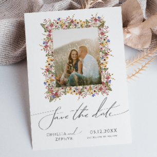 Colorful Wildflower Meadow Photo Frame Save The Date