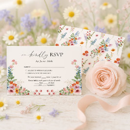 Colorful Wildflower Meadow Wedding RSVP Karte