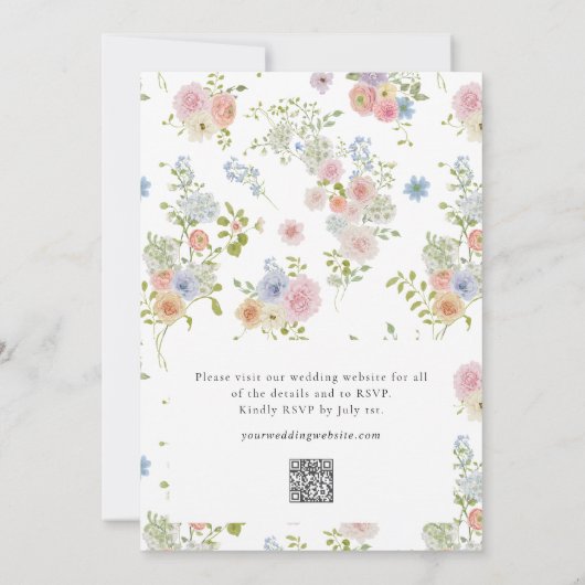 Colorful Wildflower QR Code Monogram Wedding Einladung (Rückseite)