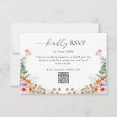 Colorful Wildflower QR Code Wedding RSVP Karte (Vorderseite)