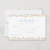 Colorful Wildflower Spring Wedding RSVP card Karte (Vorderseite)