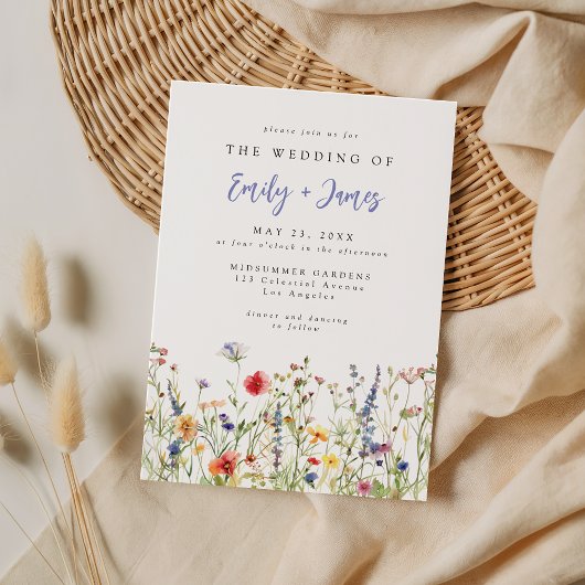 Colorful Wildflower Wedding Invitation Einladung