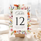 Colorful Wildflower Wedding Table Number Card Einladung