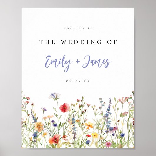 Colorful Wildflower Wedding Welcome Poster (Vorne)
