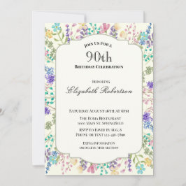 Colorful Wildflowers 90th Birthday Party Einladung