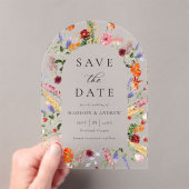Colorful Wildflowers Arch Wedding Save the Date Acryleinladungen (Insitu (Handheld))