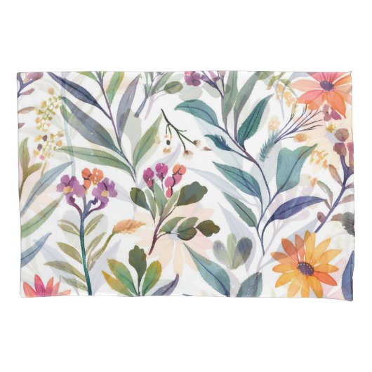 Colorful Wildflowers | Beautiful Floral Watercolor Kissenbezug (Vorderseite)