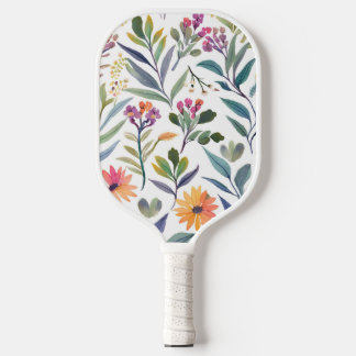 Colorful Wildflowers | Beautiful Floral Watercolor Pickleball Schläger