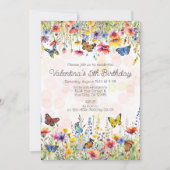 Colorful Wildflowers Butterflies Girl's Birthday Einladung (Vorderseite)