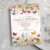 Colorful Wildflowers Butterflies Girl's Birthday Einladung