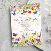 Colorful Wildflowers Butterflies Girl's Birthday