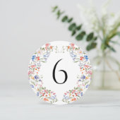 Colorful Wildflowers Floral Round Table Number Einladung (Stehend Vorderseite)