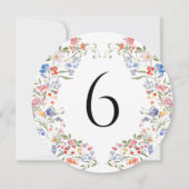Colorful Wildflowers Floral Round Table Number Einladung (Rückseite)