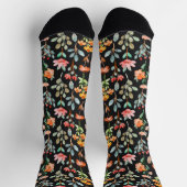 Colorful wildflowers in watercolor on black socken (Oben)