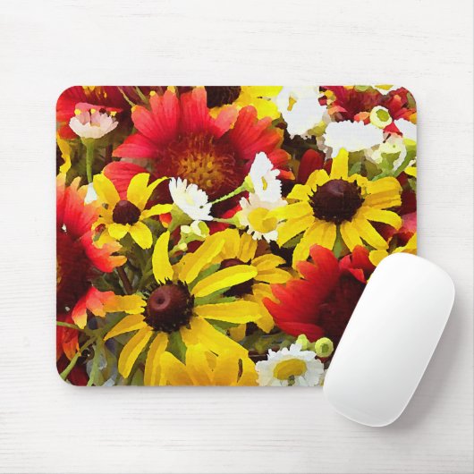 Colorful Wildflowers Mousepad (Mit Mouse)