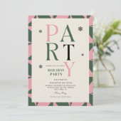 Colorful Winter Merry Christmas Holiday Party Einladung (Stehend Vorderseite)