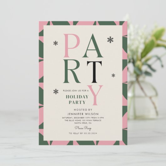 Colorful Winter Merry Christmas Holiday Party Einladung (Stehend Vorderseite)
