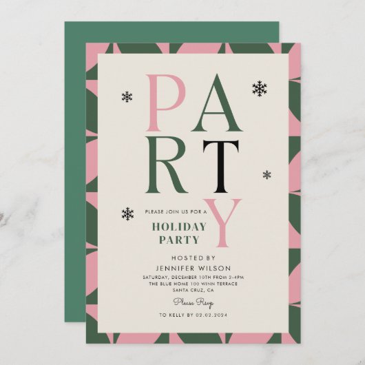Colorful Winter Merry Christmas Holiday Party Einladung (Vorne/Hinten)