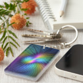 Colorful With Blue Modern Abstract Fractal Art Schlüsselanhänger (Vorderseite rechts)